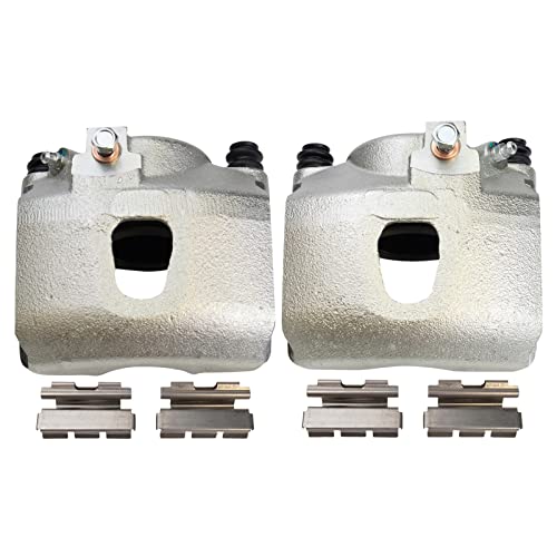 Image of TRQ Front Brake Caliper Set 2 Piece Driver and Passenger Side Hardware for 1994-2003 Ford Bronco F-150 E-150 Econoline E-150 Econoline Club Wagon