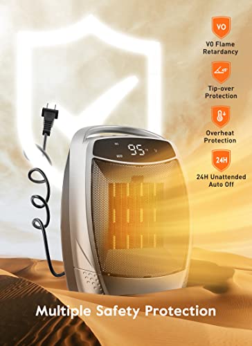 Portable Space Heater, Brightown 1500W Personal Electric Heater With Timer, 4 Modes Quiet Desk Heater, Overheating & Tip-Over Protection 1S Fast Heating Small Heater For Indoor Use, Office, Bedroom #TOP3