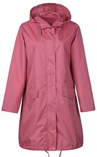 QZUnique Women's Packable Waterproof Rain Jacket Poncho Raincoat with Hood (Pink)