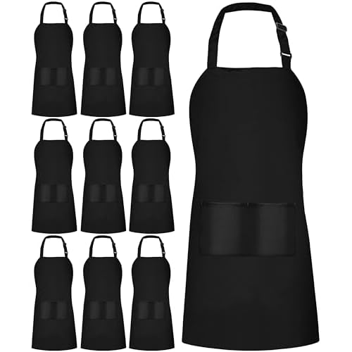Utopia Kitchen Adjustable Bib Apron (10-Pack) Chef Cooking Kitchen Men Women Waitress Server Work Aprons with Pockets