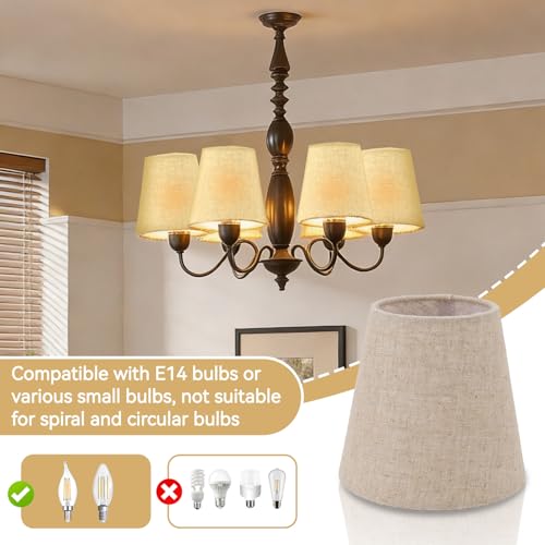 Lamp Shades, 6 Pack Small Fabric Lamp Shade Linen Fabric Lampshade Mini Lampshades for Candelabra Bulbs - Image 3