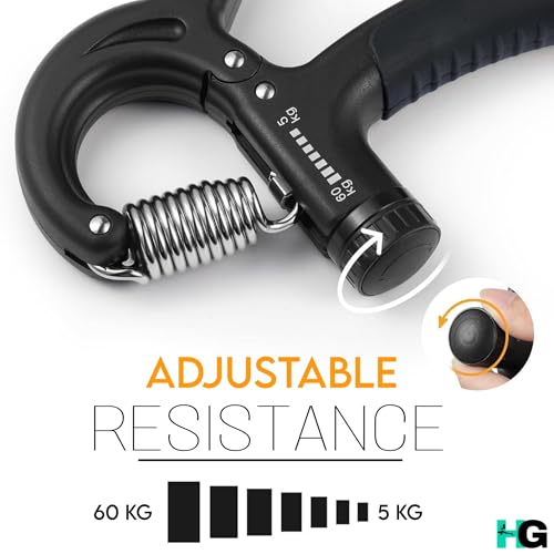 Image of 5 Kg to 60 Kg Adjustable Hand Grip Strengthener, Hand Gripper for Men & Women for Exercise & Gym Workout Hand Exercise Equipment to Use in Home for Forearm Exercise, Finger Exercise Gripper- (Black)