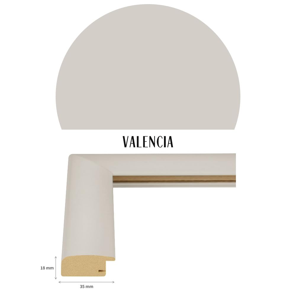Cornice Valencia Su Misura (Nero Opaco) 30,5x91,5 Cm - Profilo In MDF Con Vetro Acrilico UV - 2