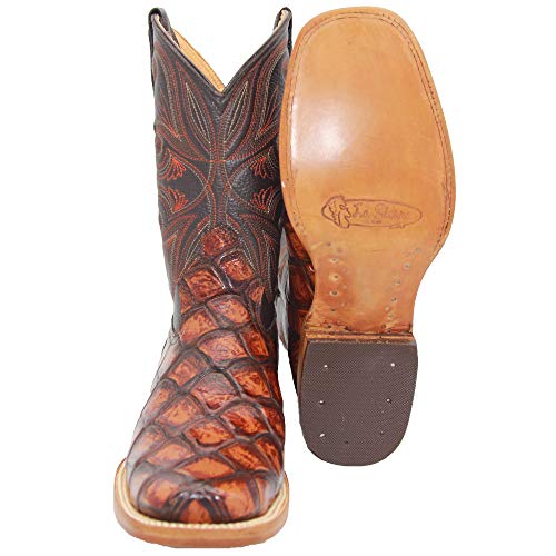 Western Shops Men’s Leather Pirarucu Fish Print Cowboy Western Boots2