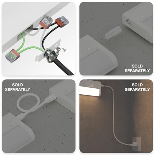Image of ZAGO 12 Inch LED Hardwired Under Cabinet Lighting with Clamp Connector, 5CCT Switchable, Undercounter Led Lights for Kitchen, 120V, 6W, 430-510LM, ETL & Damp Rated, White, 4 Packs