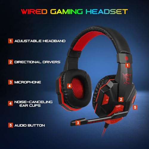 image for BlueFinger Gaming Keyboard Mouse Headset Combo, USB Wired Crack Backli