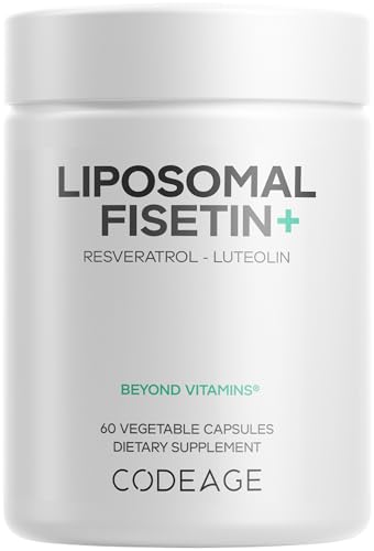 Codeage Liposomal Fisetin 500mg Resveratrol Luteolin 60 Capsules