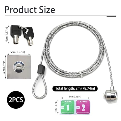 Vxiwscy Candado de Seguridad para Portátiles con Cable de Acero de 2m y Llave, Compatible con Computadoras, Smartphones y Tabletas, Protección Antirrobo para Dispositivos Electrónicos (1) - imagen 2