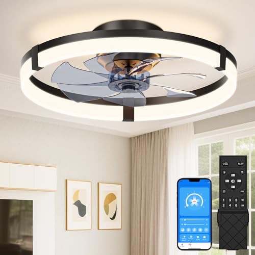 VOLISUN Low Profile Ceiling Fans with Lights and Remote, 20in