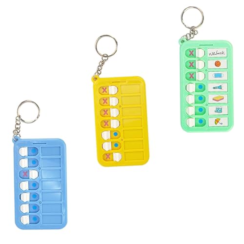 Phyxiul 忘れ物チェッカー 3個入り チェックリスト持ち物チェッカー やることリスト 習慣 確認 片付け 日常生活計画 忘れ物防止 子供用 (イエロー+ グリーン+ブルー)