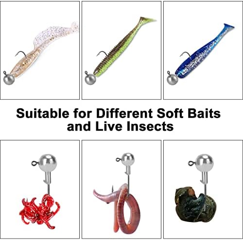 Realure Big and Small Jig Heads Fishing Hooks Kit Sharp Small Jig Heads Hooks for Soft Lure for Bass Trout Fishing for Freshwater Saltwater with Mixed Sizes 2g 3g 4g 6g 8g 10g 12g 14g 16g