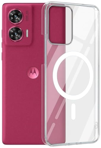 Image of AEETZ Clear Back Case for Motorola Moto Edge 50 Fusion /Moto G85 / Moto G96, Hard PC Shockproof Transparent Back Cover Case Compatible with Mag-Safe, Anti-Yellowing (Moto Edge 50 Fusion 5g)