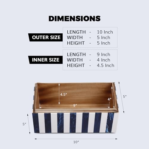 Image of Handicrafts Home Chevron Collection, Storage Organizer Decorative Box Multipurpose Gift - Chevron Blue 10x5x5 inch