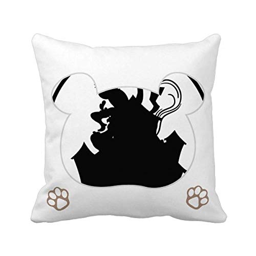 Clown Castle Amusement Park Black Outline Bear Throw Pillow Square Cover #TOP2