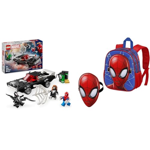 LEGO Marvel Spider-Man Mech vs Anti-Venom – Figura Articolata con 2 Minifigure, Marvel Zaino Mask 24×27 cm 6L Rosso Spiderman