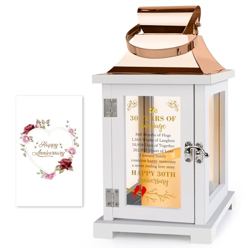 HN HAIINAA 30th Wedding Anniversary Lantern 30th Anniversary Wedding Gifts for Couple Parents Grandparents Husband Wife, Happy 30th Anniversary Decoration