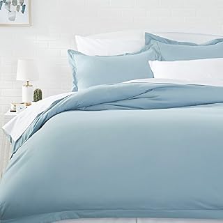 AmazonBasics Light-Weight Microfiber Duvet Cover Set with Snap Buttons - King, Spa Blue