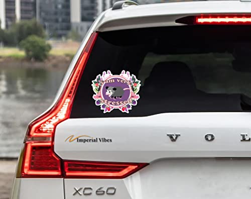 Imperial Vibes | Opossum Is Very Stressed And Cute With Flowers Sticker Outdoor Rated Vinyl Sticker Decal For Windows, Bumpers, Laptops Window Wall Cup Laptop Tumbler 2 Pack 5 Inches -Imp 28 #TOP1