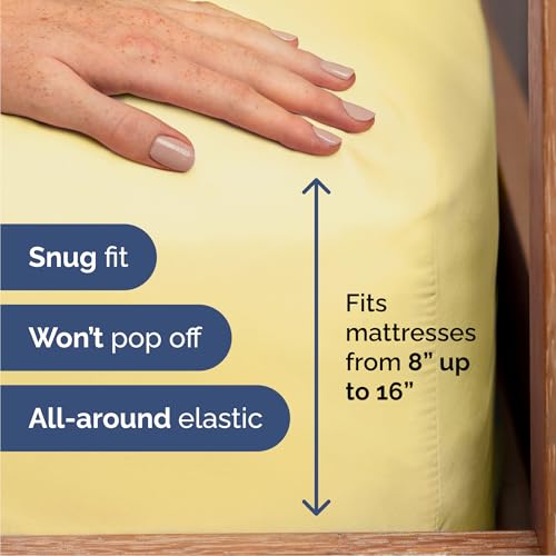 Image of Queen 6 Piece Bed Sheet Set - Comfy, Breathable & Cooling Sheets - Yellow | Ultra-Soft Hotel Luxury Bedding Set w / 8-16 Inch Deep Pockets, 1 Flat & 1 Fitted Sheet & 4 Pillowcases, Wrinkle & Fade Free