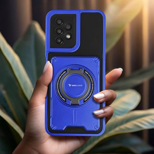 Image of Vaku Luxos Axion Armor Military Grade TPU Back Cover Case for Samsung Galaxy A53 5G with Magnetic Ring Holder Kickstand Camera Screen Protector- Blue