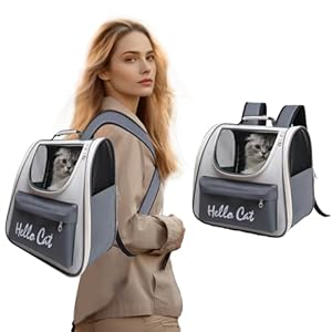 Aszaui Mochila Transportín Perro,Transportin Gato Mochilas para Gatos y Perro Bolsa para Mascotas Expandible y Plegable,Mochila Gatos Transporte,Llevar Ventana de Malla,Ligera y Cómoda(Ferroso)