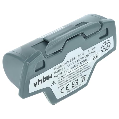 vhbw Batería Compatible con Kärcher WV5 Plus, WV50, 1.633-563.0, WV2 2ND, WV55, WV5, WV2 Premium Robot Limpieza Gris (1500 mAh, 3,7 V, Li-Ion)