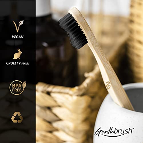 Image of Gentlebrush - Family Pack Organic Bamboo Toothbrush with Charcoal Activated Bristles For Kids & Adults (Pack of 4)