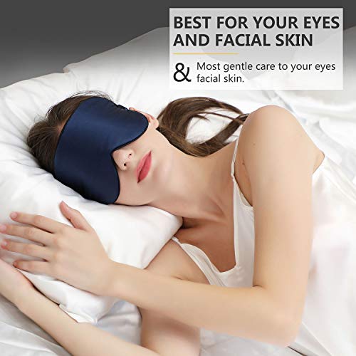 Zimasilk 100% Natural Silk Sleep Mask,Adjustable Super-Smooth Soft Eye Mask For Sleep,Multiple Color Options(Navy Blue) #TOP1