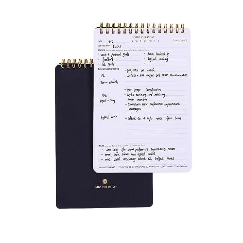 Business Meeting Notebook for Work With Action Items – Bestselling 1:1 Spiral Notepad is Great for Managers, Team Leads, Educators - Keep Notes Organized During Note-taking Process -Black-A5 by ZERONE CENTRE - Used condition - US$8.72