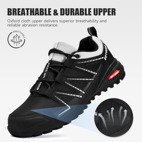 Image of Mens Trail Running Shoes Hiking Running Sneakers | Non Slip Outdoor Lightweight Breathable Walking Tennis Casual Comfortable Rubber Outsloe Lace Up Protective Upper