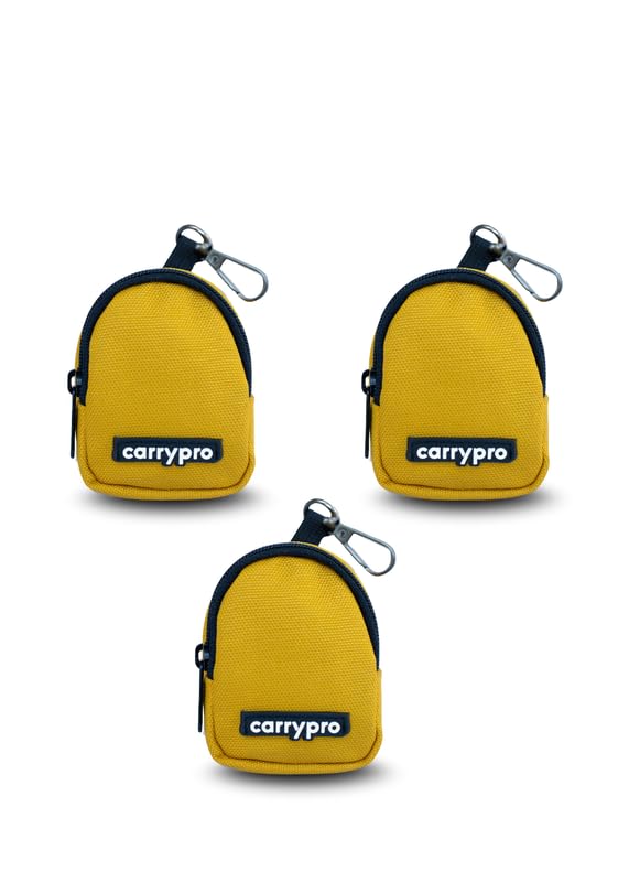 Image of CarryPro PRO Coin Pouch with Zipper for Multipurpose Usage for Adults and Kids, Medium Size, Pack of 3 (Yellow PU)