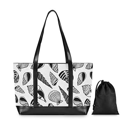 FANTAZIO Bolsa de mano para laptop de 15.6 pulgadas con diseño de caracolas, bolsa de lona ligera para mujer, multicolor, Talla única