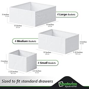 Drawer organizer clothes set of 12 white grey dresser organizer for nursery bedroom closet perfect baby clothes organizer and storage general nursery organization or dresser drawer organizers  urban country home decor