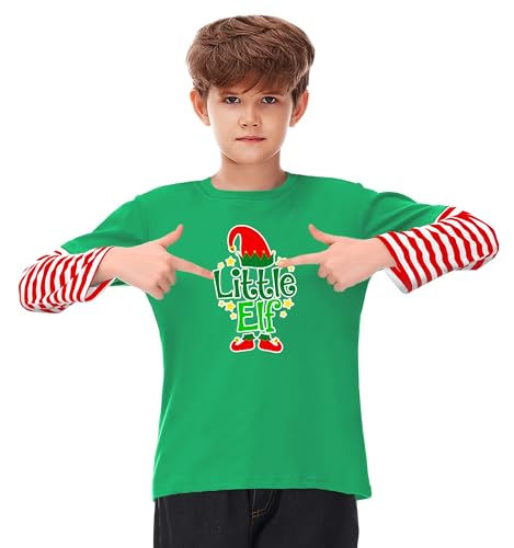 Image of Remimi Unisex Kids Christmas Long Sleeve Shirt Xmas Print Stripe Shirts 2-12 Years
