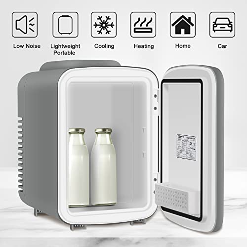 WANNYTON Kleine draagbare koelkast van 4 liter, minikoelkast met koeling en verwarming, koelbox voor in de auto voor cosmetica, ruimte voor 6 blikjes, grijs, 220 V/12 V, 24,5 x 18,5 x 27 cm - Afbeelding 5
