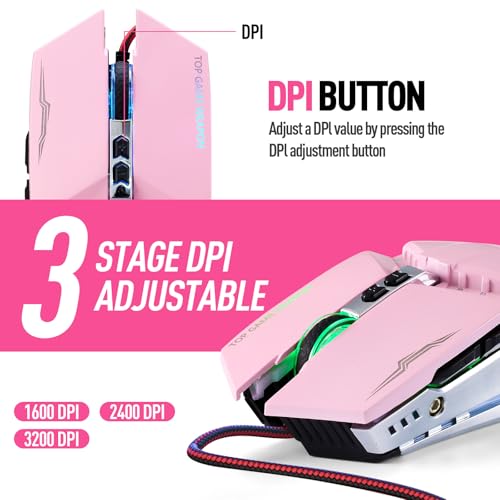 Image of Guiheng Wired 60% Gaming Keyboard and Mouse Combo, Ultra-Compact 61 Keys RGB Backlit Mini Keyboard, Lightweight 3200 DPI Optical, Wired Gaming Set for Windows,PC, MAC PS5 Xbox Gamer(BlackBerry Pink)