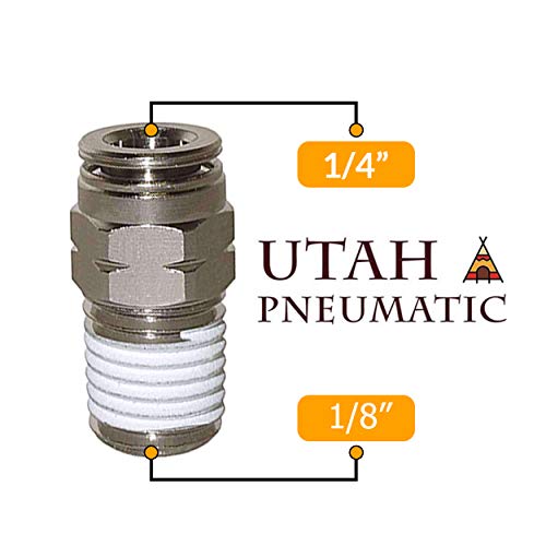 Utah Pneumatic BRASSPC1418 1/4"Od 1/8 Inch Npt Air Union Male Push Air Fitting Straight Pneumatic Fitting Nickel-Plated Brass Pneumatic Push Connect Fittings Air Line Fittings Pc-1/4-N1 thumb #2