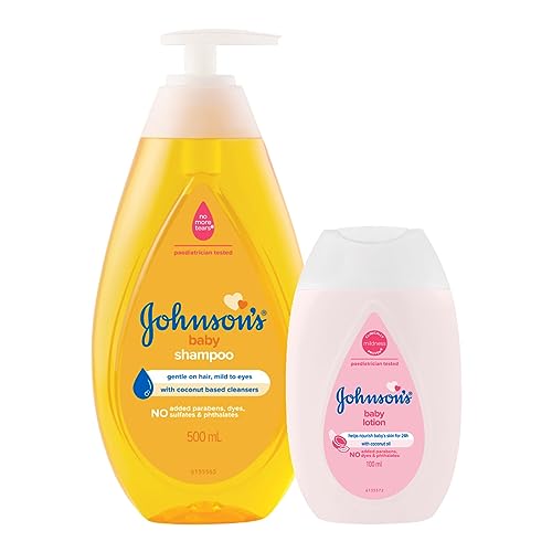 Johnson’s Baby No More Tears Shampoo, 500ml with Baby Lotion, 100ml