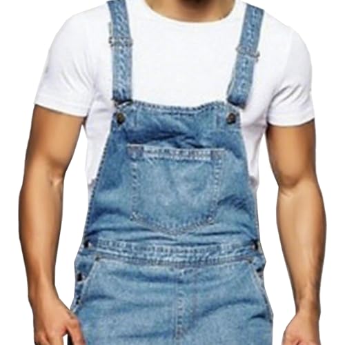 DGHM-JLMY Mens Fashion Denim Bib Jeans Loose Denim Overalls Slim Fit Adjustable Straps Jumpsuit with Pockets4