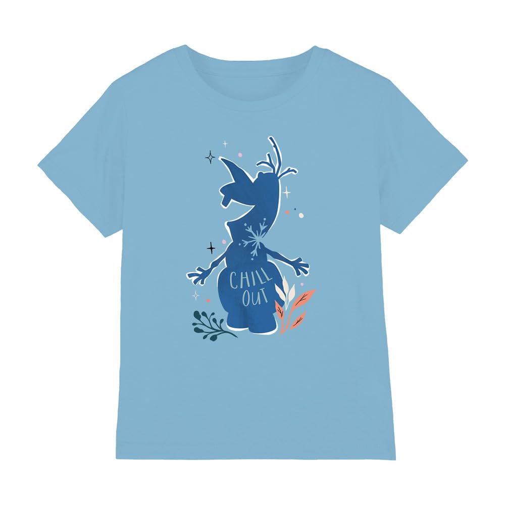 Frozen Chill Out Olaf Silhouette Unisex Kids T Shirt, Light Blue, 3-4 Years