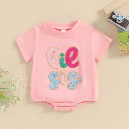 MERSARIPHY Big Sister Little Sister Matching Outfits Toddler Baby Girl Short Sleeve Romper T Shirt Sibling Summer Clothes Set2