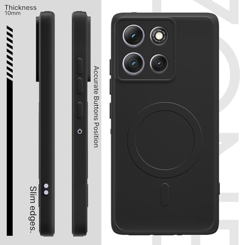 Image of Pikkme Back Cover for Motorola Moto G86 Power 5G Soft Matte Silicone Mag-Safe Design (Mag-Safe Not Support) Camera Protection | Slim Fit Bumper Cover (Black)