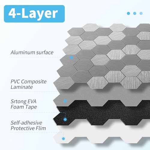 Art3d 10-Pack Metal Peel and Stick Backsplash Tile, Silver Hexagon by Art3d - Used condition - Image 8