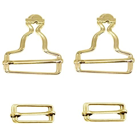WedDecor Dungaree Clips With Rectangle Buckle - Gold Brace Buckles For Suspenders and Straps - Fasteners for Overalls and Pinafore Dresses - 35mm (Pack of 2) Cover