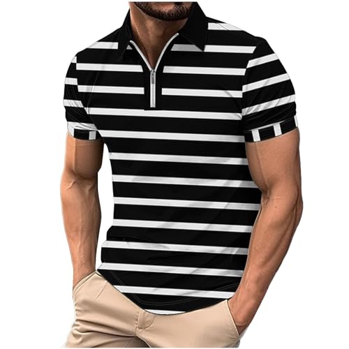 Muscularfit Polo Tees for Men 2024 Fashion Summer Casual Short Sleeve Henley Shirts Loose Fit Print Pullover Tops Gym Workout