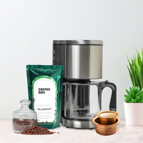Image of Cafe Coffee Day - Peaberry 100% Coffee - 200Gm Each (Pack Of 2)|Medium To Dark Roast|South Indian Filter Coffee Pouch|Fresh From Chikmagalur Factory