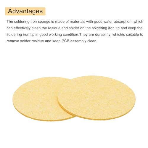 Image of MECCANIXITY 15PCS Soldering Sponge 50mm Round Deep Yellow Cleaning Pad Welding Tip Iron Replacement for Cleaning Soldering Iron 1mm Natural Thickness 6mm Water Absorption Thickness