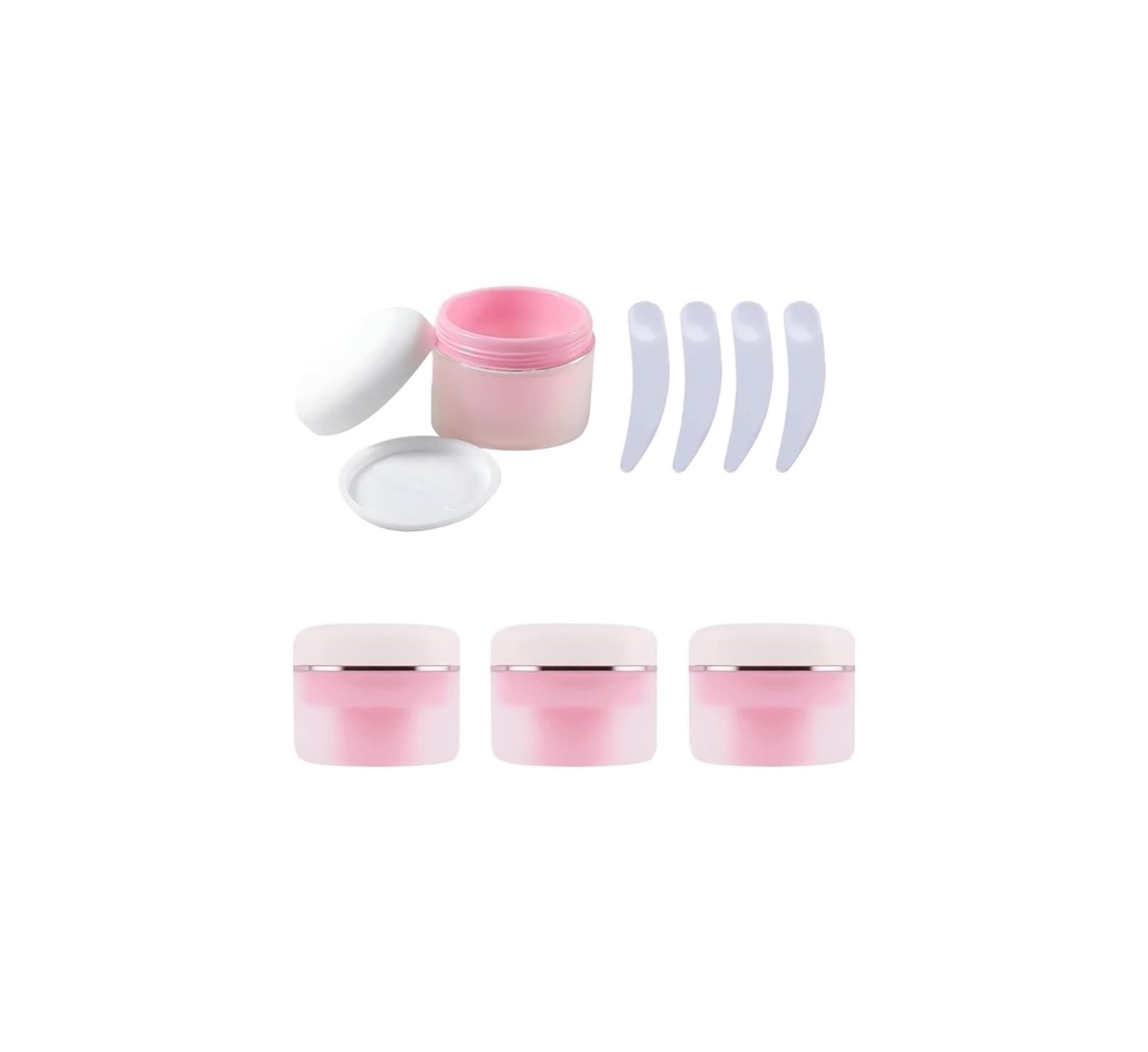 dfEDRd Plastic Cosmetic Jar, Pack of 4, Empty Transparent frosted 50 g Pink with Screw Lid, ml Container for Lotions Cream(150g:)