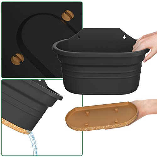 Zmtech 2Pcs 12 Inch Wall Hanging Planter (Gray) For Indoor And Outdoor Plants Railing Flower Pot With Drainage Holes Plant Pot Baskets For Home Balcony Fence Garden #TOP3