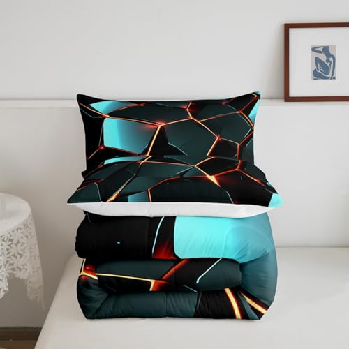 Image of Feelyou Stereoscopic Honeycomb Comforter Set Geometrics Hexagon Comforter for Kids Boys Girls Beehive Bedding Set Geometric Honeycomb Duvet Set Simplistic Room Decor Quilt King Size Boys